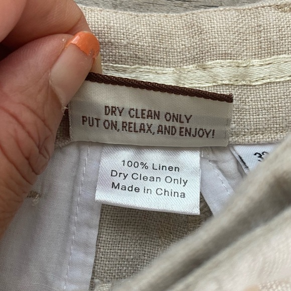 Island Importer Women’s Linen Pants Crop Wide Leg Size 32 Color Cream Pockets - Picture 9 of 9